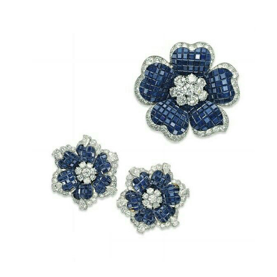 Gemstone Flower Earrings with Flower Designed Ring