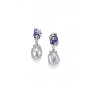 Blue Stone Earrings with Pearl
