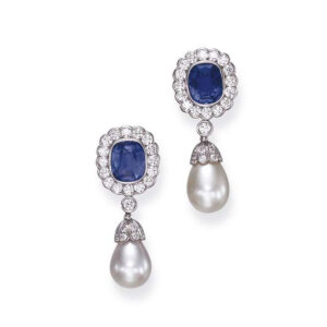 Flower Designed Blue Stone Earrings