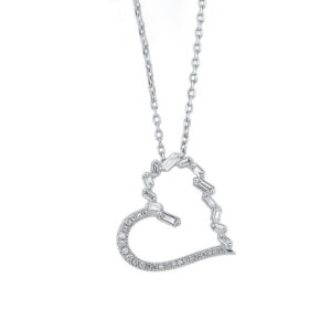 Diamond Heart Pendant with Silver Chain