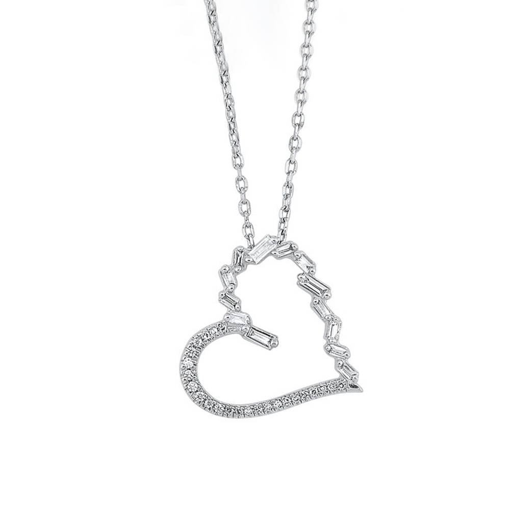 Diamond Heart Pendant with Silver Chain