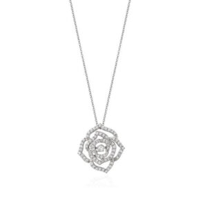 Rose Petals Flower Pendant with Silver Chain