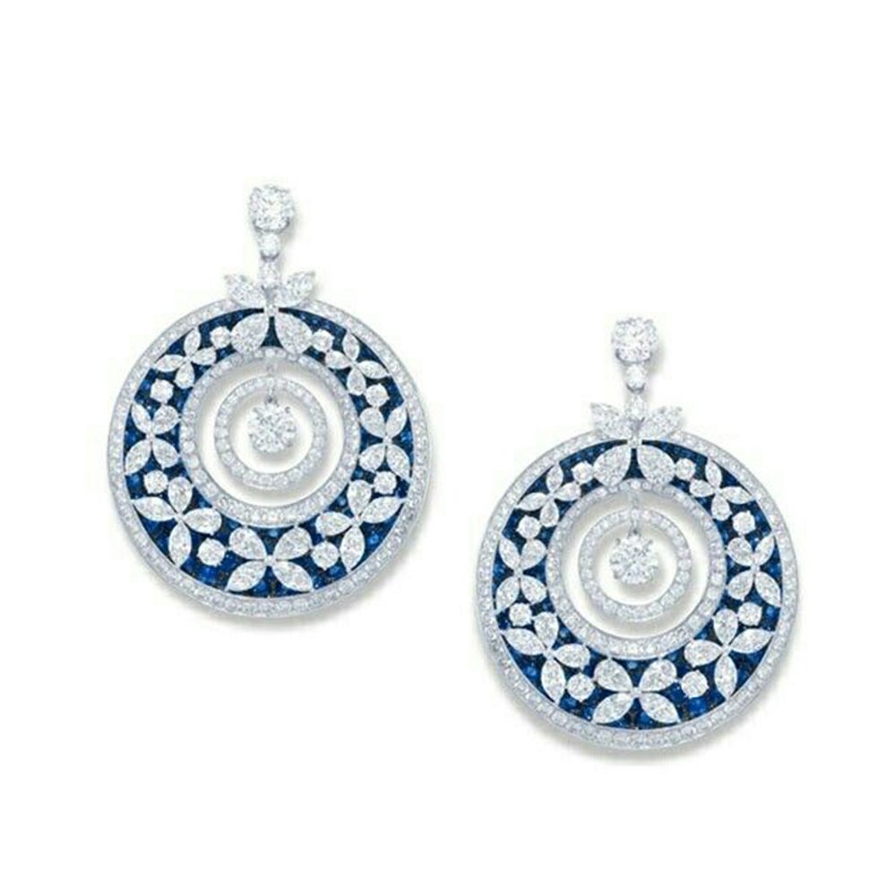 Navy Blue Elegance Diamond Earrings