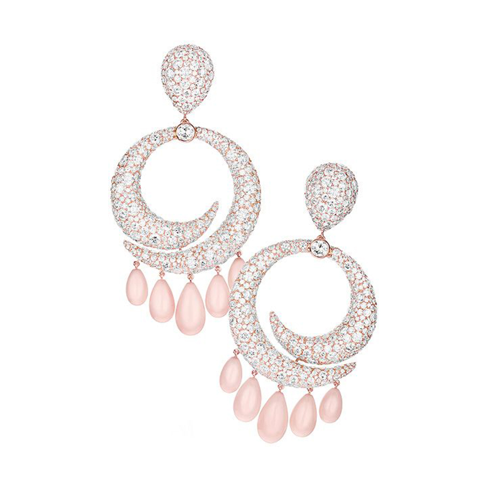 Diamond Earrings With Pink Pearls
