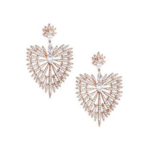 Elegant White and Golden Petal Diamond Earrings