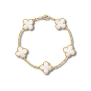White Flower and Gold Bracelet