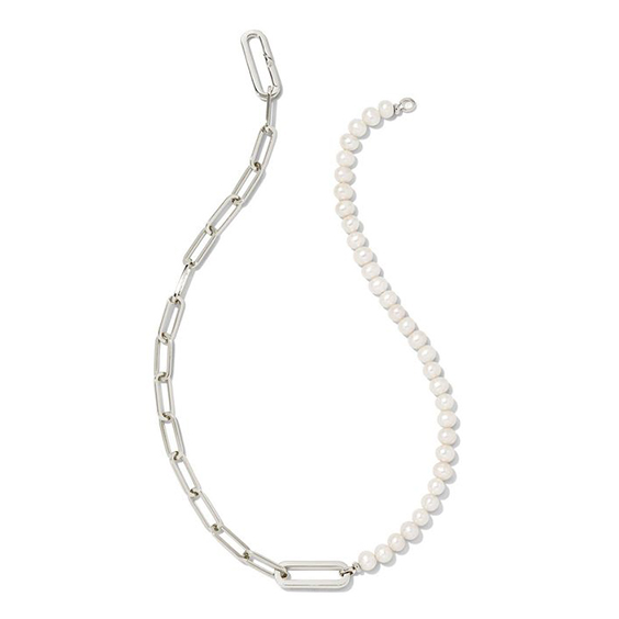Pearl-Adorned Silver Chain