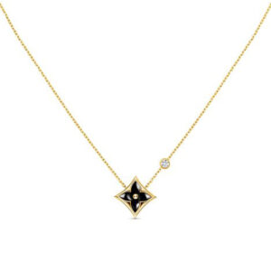 Elegant Black Flower Gold-Plated Pendant Chain