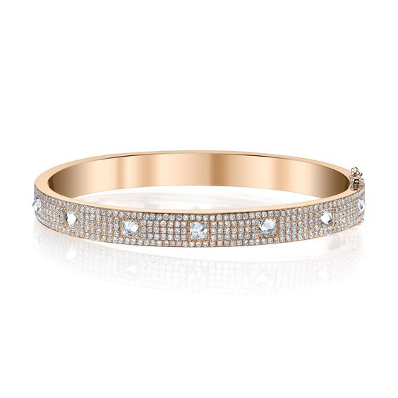 Shining Platinum and Diamond Bangle