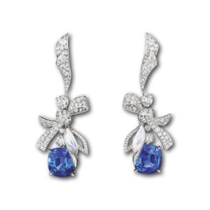 Silver with Blue Diamond Earrings
