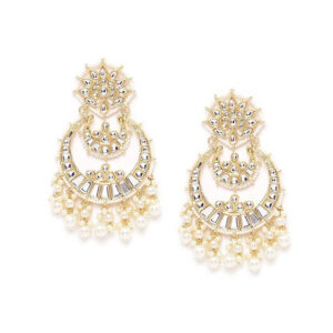 Silver Diamond and White Pearls Jhumke