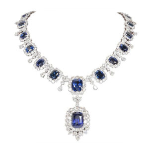 Dazzling White and Blue Diamond Necklace