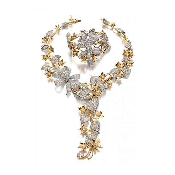 Elegance in Gold & Silver Diamond Necklace