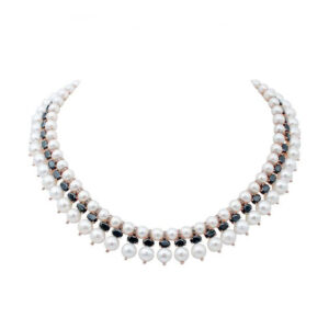 White and Blue Pearl Necklace