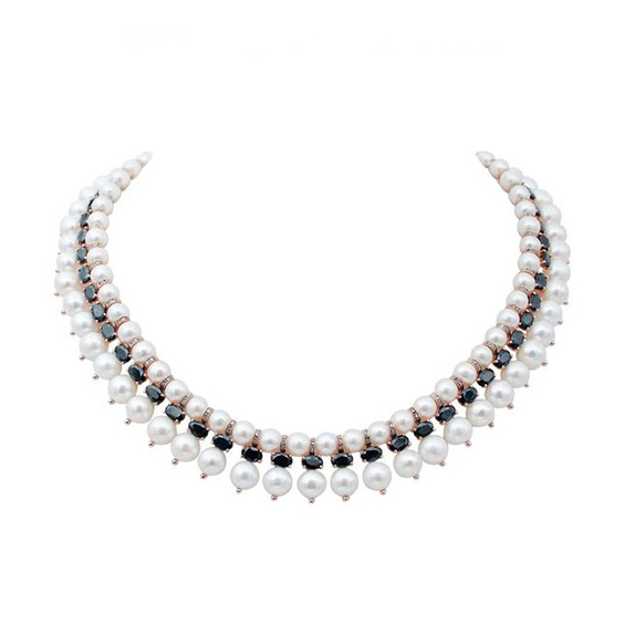 White and Blue Pearl Necklace